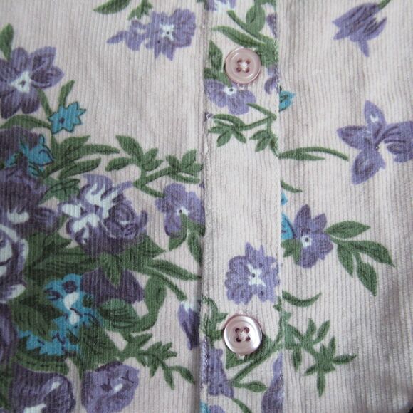 Vtg Venezia Vitale Shirt Womens 3X Lilac Corduroy Floral Button Granny Cottage - Picture 5 of 10